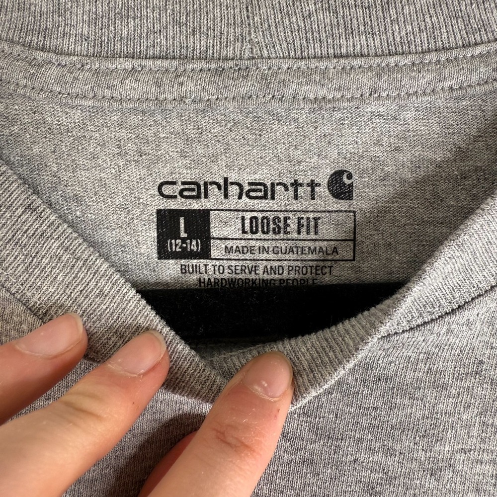 Carhartt Women's Loose Fit Pocket Tee L Gray Short Sleeve Cotton Workwear - Picture 3 of 7